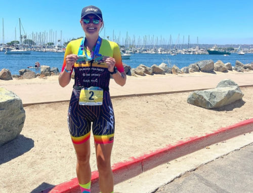 AgeGrouper Carolyn Carter shares pointers on how anyone can participate in triathlon at low cost